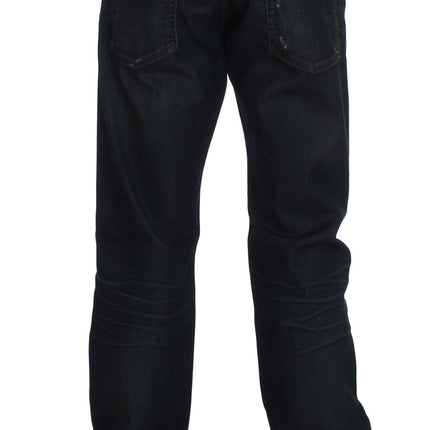 Eleganti jeans blu scuro in forma dritta