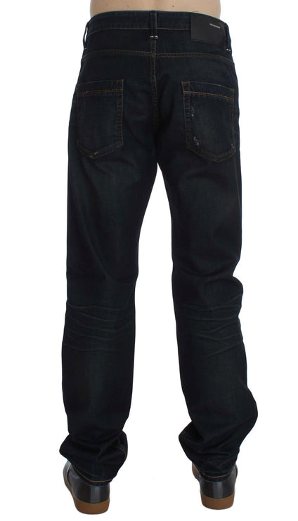 Eleganti jeans blu scuro in forma dritta