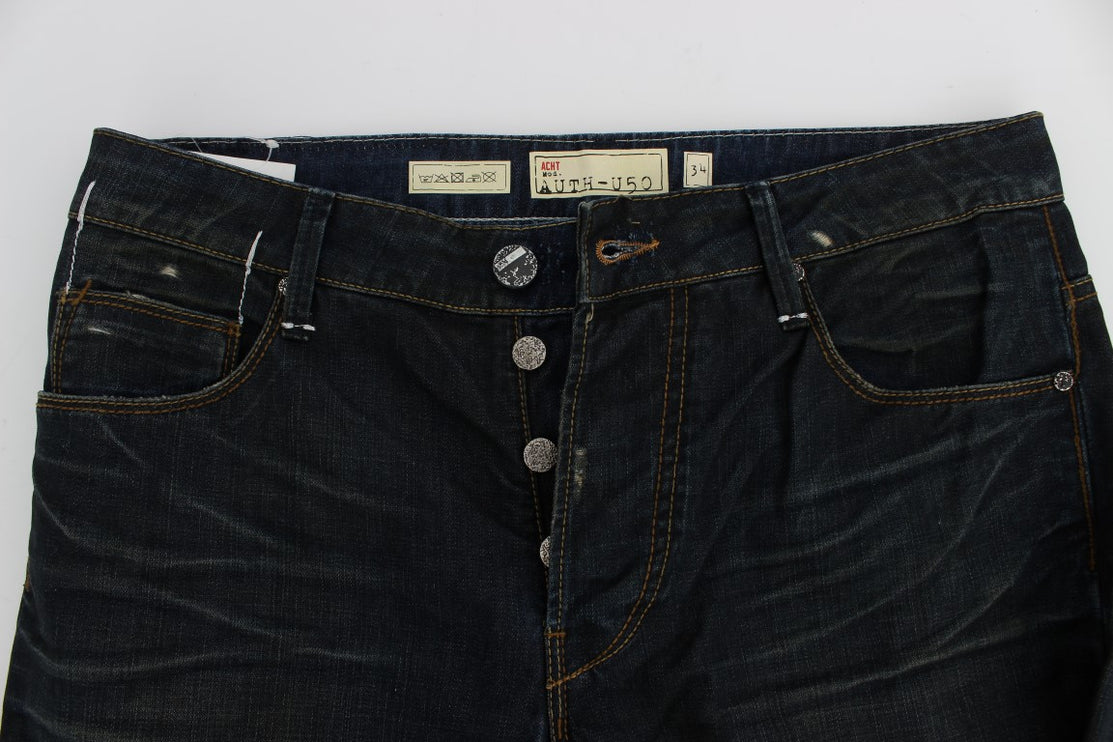 Eleganti jeans blu scuro in forma dritta