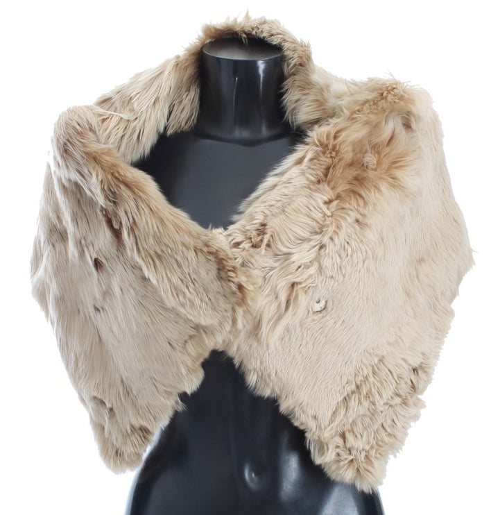 Elegante schouderband van alpaca bont in beige