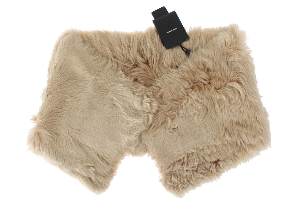 Elegante schouderband van alpaca bont in beige