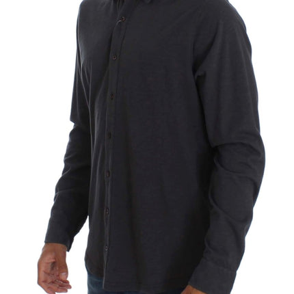 Strak grijs casual katoenen shirt