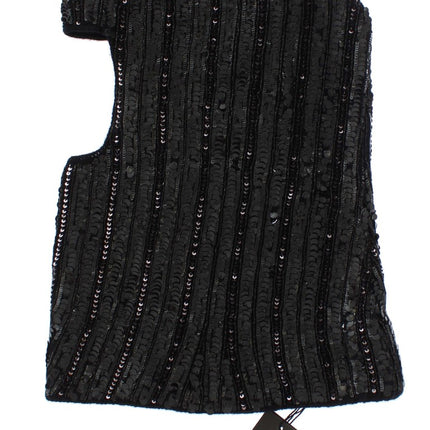 Elegant Black Sequined Hooded Scarf Wrap