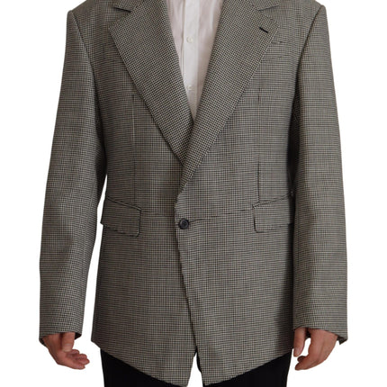 Blazer en laine à carreaux gris élégant