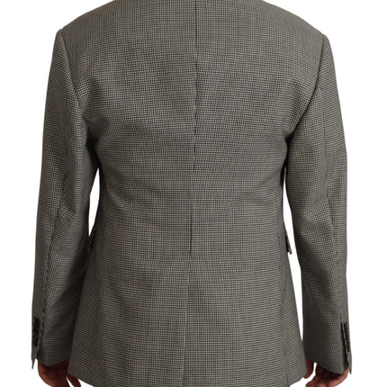 Blazer en laine à carreaux gris élégant