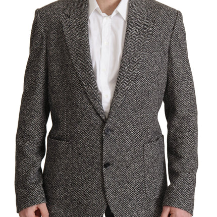 Veste de blazer à chevrons gris exquis