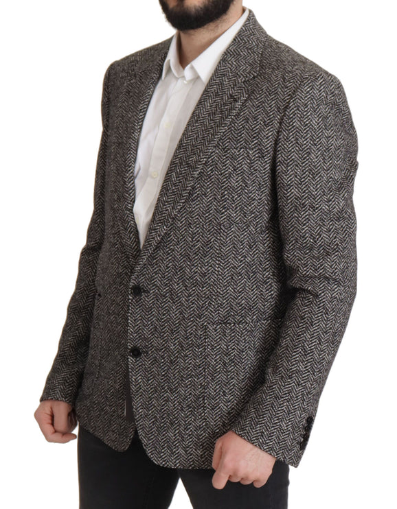 Veste de blazer à chevrons gris exquis