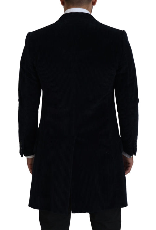 Elegant Black Cotton Long Cardigan Veste