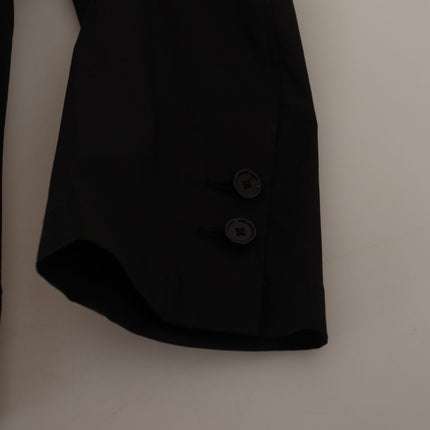 Elegant Black Cotton-Wool Blend Blazer veste