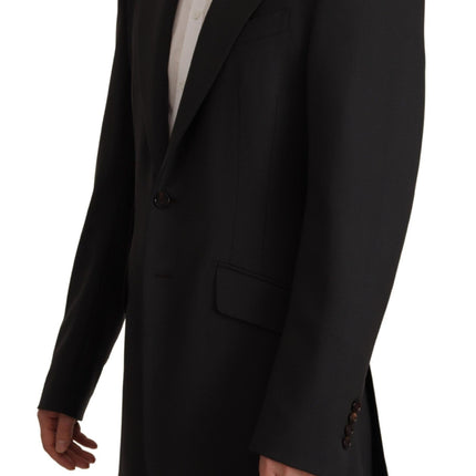 Elegant Slim Black Wool Blazer Veste