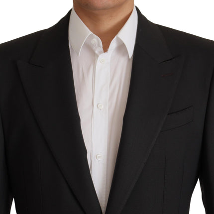 Elegant Slim Black Wool Blazer Veste