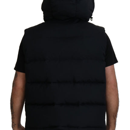 Veste à manches courtes à capuche noir élégant