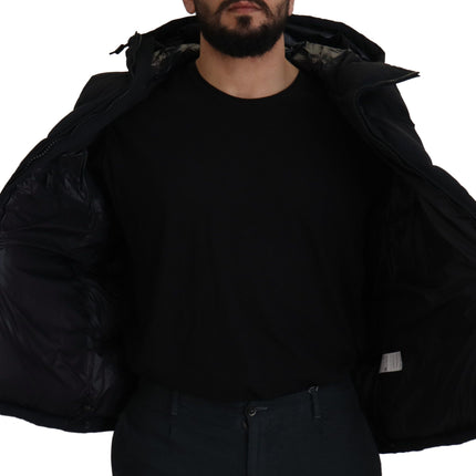 Veste à manches courtes à capuche noir élégant