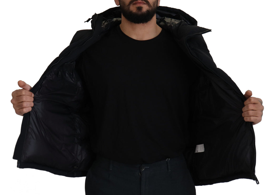 Veste à manches courtes à capuche noir élégant