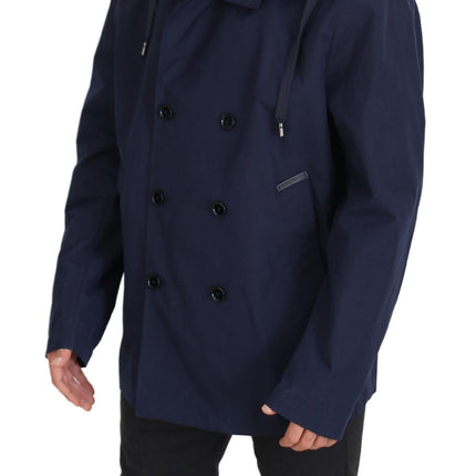 Elegant Double-Basted Blue Parka Jacket