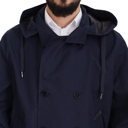 Elegant Double-Basted Blue Parka Jacket