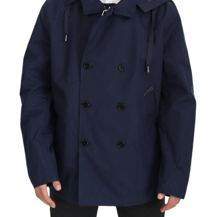 Elegant Double-Basted Blue Parka Jacket