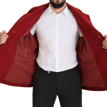 Veste en laine à double seins rouge élégant