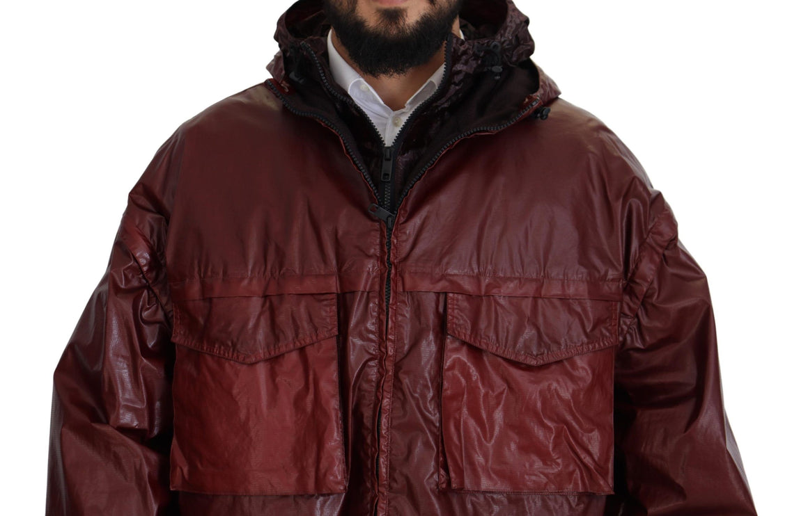 Elegant Bordeaux Full Zip Cabined Veste