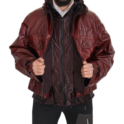 Elegant Bordeaux Full Zip Cabined Veste