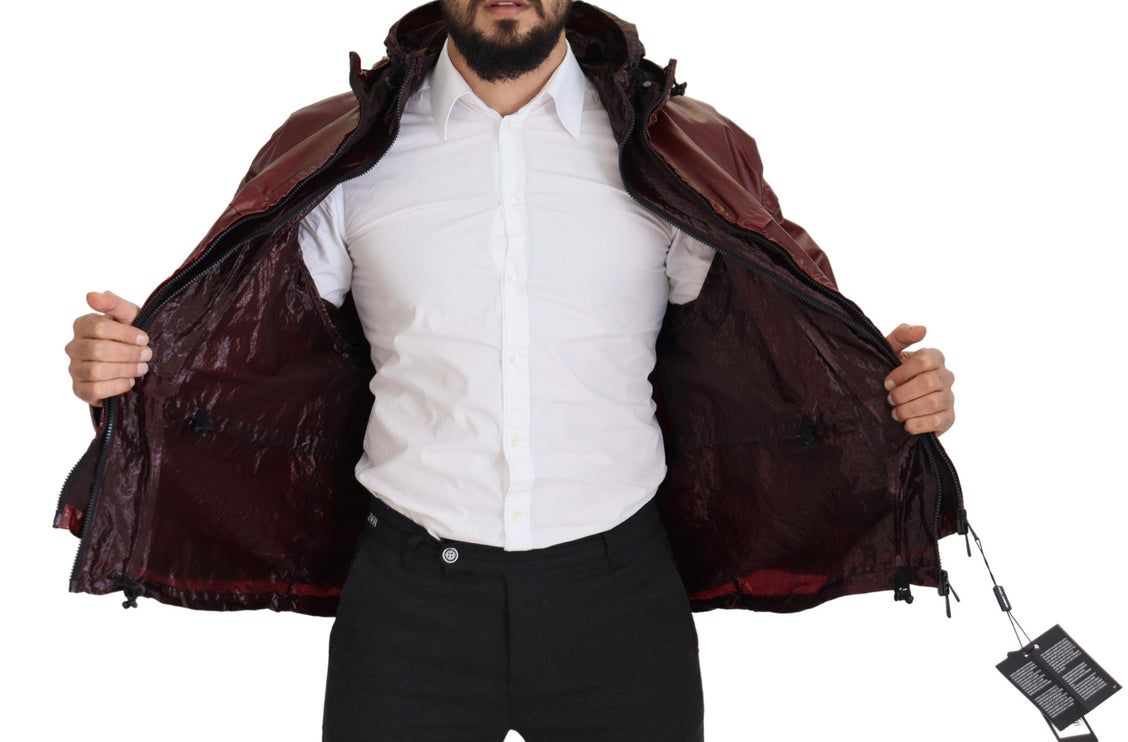 Elegant Bordeaux Full Zip Cabined Veste