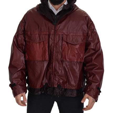 Elegant Bordeaux Full Zip Cabined Veste