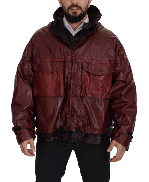 Elegant Bordeaux Full Zip Cabined Veste