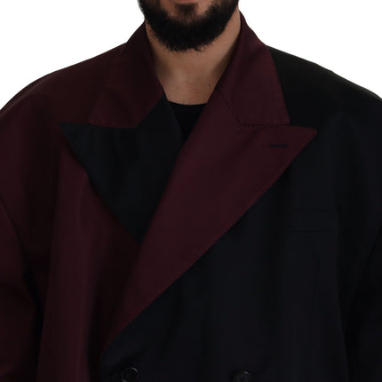 Elegant Bordeaux Double-Prested Veste