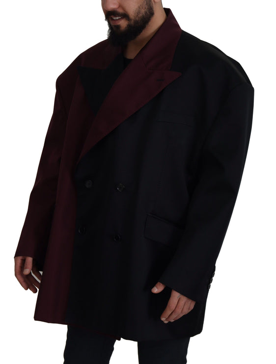 Elegant Bordeaux Double-Prested Veste