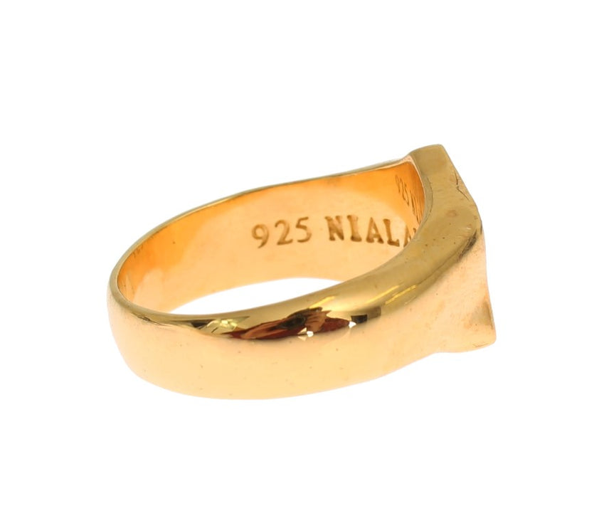 Anillo de plata chapado en oro de los hombres elegantes