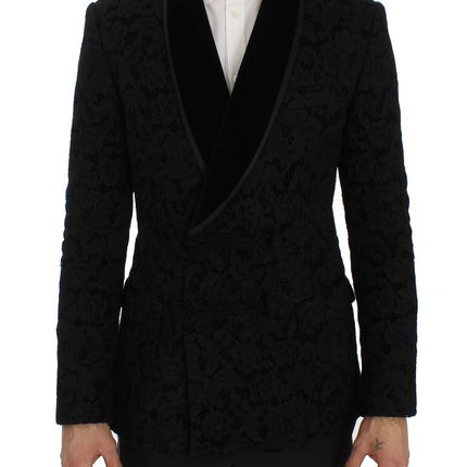 Élégant blazer à mélange de soie noire slim