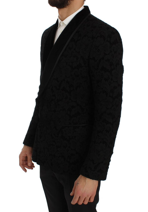 Élégant blazer à mélange de soie noire slim