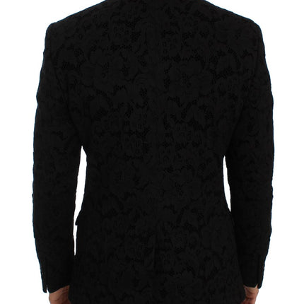 Élégant blazer à mélange de soie noire slim