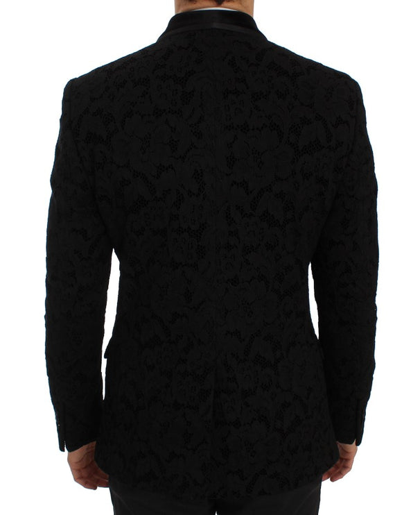 Élégant blazer à mélange de soie noire slim