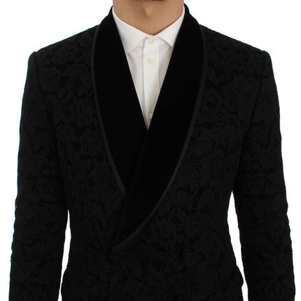 Élégant blazer à mélange de soie noire slim