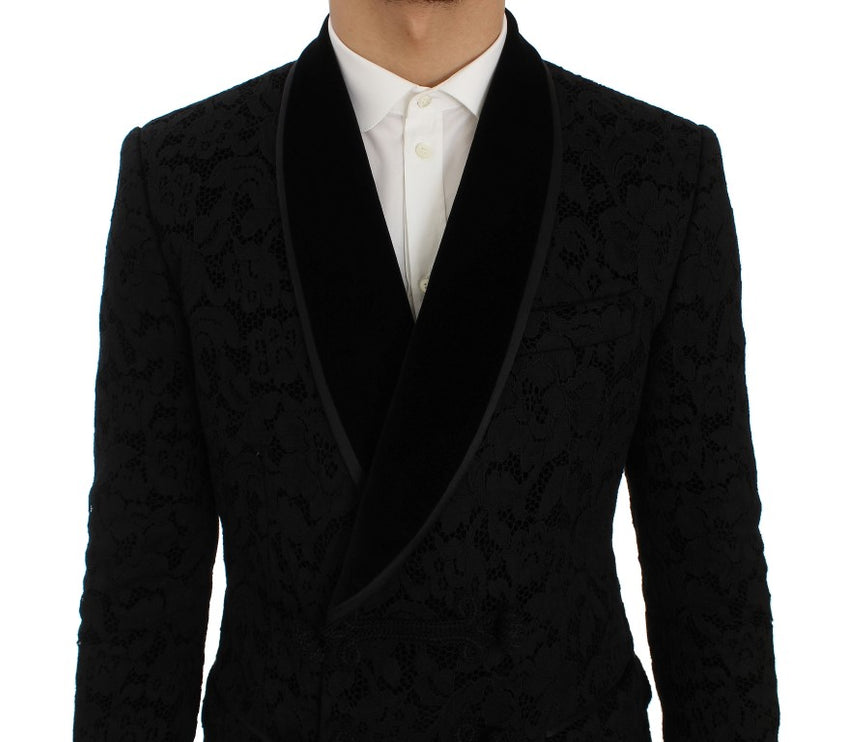 Élégant blazer à mélange de soie noire slim