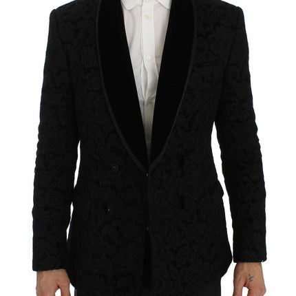 Élégant blazer à mélange de soie noire slim