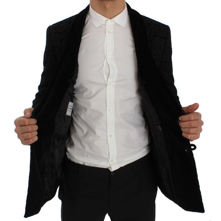 Élégant blazer à mélange de soie noire slim