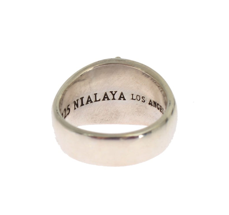 Exquisito anillo de declaración de plata para hombres