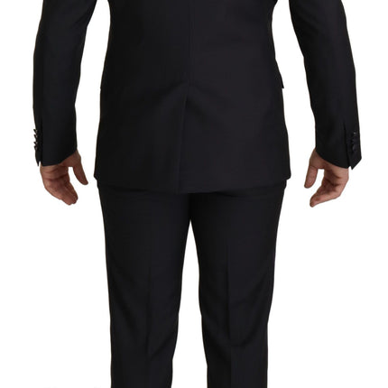 Elegante traje negro de lana de tres piezas