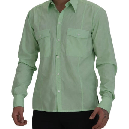 Mint Green Slim Fit Casual Button-Down Shirt