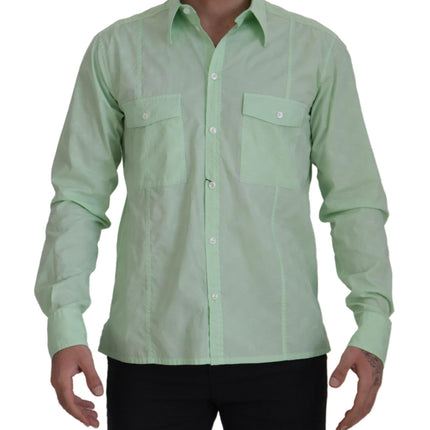 Mint Green Slim Fit Casual Button-Down Shirt