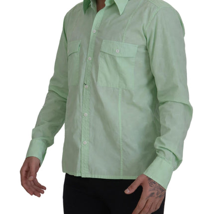 Mint Green Slim Fit Casual Button-Down Shirt