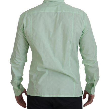 Mint Green Slim Fit Casual Button-Down Shirt