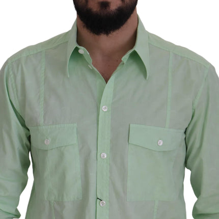 Mint Green Slim Fit Casual Button-Down Shirt