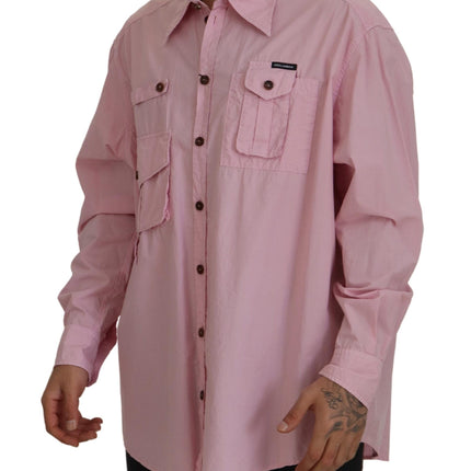 Elegant roze casual katoenen shirt