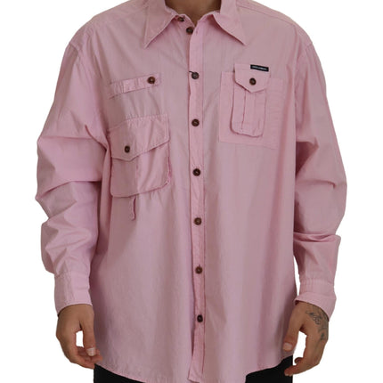 Elegant roze casual katoenen shirt