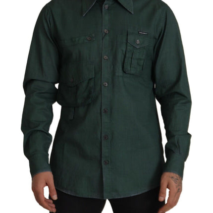 Emerald Elegance Slim Fit Casual Shirt