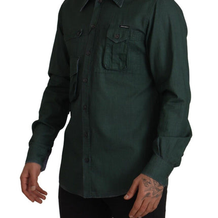 Emerald Elegance Slim Fit Casual Shirt