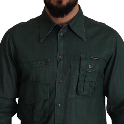 Emerald Elegance Slim Fit Casual Shirt